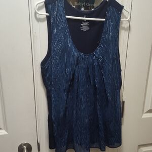 New York & Company Blue Patterned Tank Top